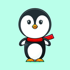 Cute penguin logo design template