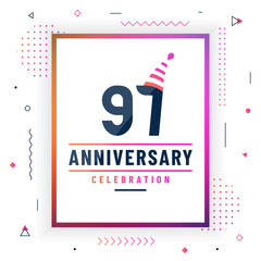 97 years anniversary greetings card, 97 anniversary celebration background free vector.