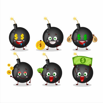 Bomb explosive firecracker cartoon character with cute emoticon bring money