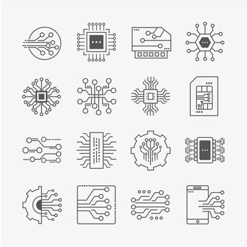sixteen electronic circuits icons