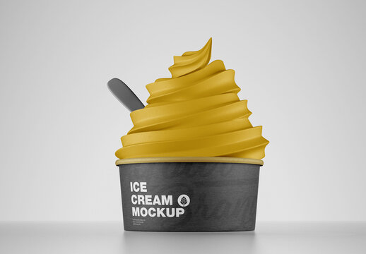 Ice Cream Cup Mockup with Spoon