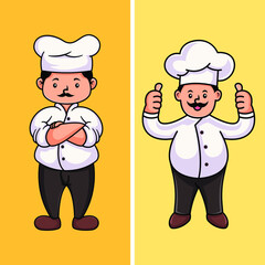 Chef character logo design template