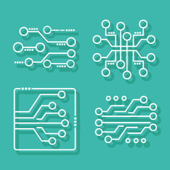 electronic circuits four icons