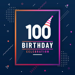 100 years birthday greetings card, 100 birthday celebration background colorful free vector.