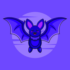 Bat character logo design for halloween poster