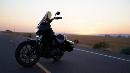 Motorcycle in the sunset