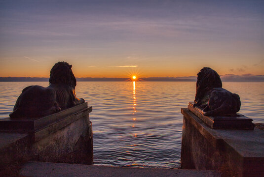 Tutzinger L&ouml;wen im Sonnenaufgang