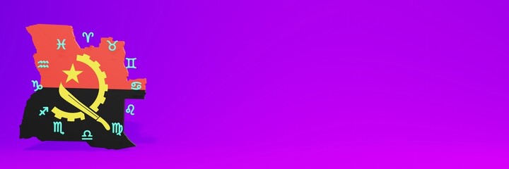 Use of Zodiac in Angola for the needs of social media tv and website background cover blank space can be used to display data or infographics in 3d rendering Premium Photo