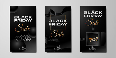 Black Friday Sale social media stories promotional template. Marketing material