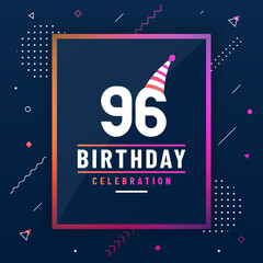 96 years birthday greetings card, 96 birthday celebration background colorful free vector.