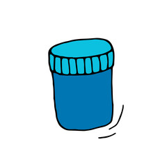 A jar of paint. Gouache. Jar. Container. Medicine. A jar of medicines.Doodle. Vector. Drawn by hand.