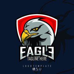 EAGLE E-SPORT LOGO TEMPLATE WITH A DARKBLUE BACKGROUND