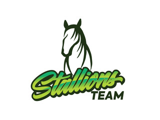 Abstract horse logo, silhouette, simple, line art