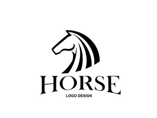 Abstract horse logo, silhouette, simple, line art