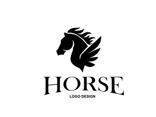 Abstract horse logo, silhouette, simple, line art