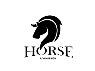 Abstract horse logo, silhouette, simple, line art