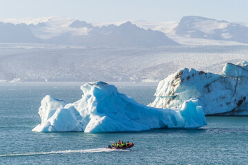 Boat tour in Jökulsárlón Ice Lagoon in Iceland