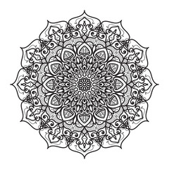 Indian Ornament black white card with mandala