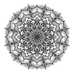 Indian Ornament black white card with mandala