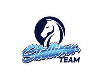 Abstract horse logo, silhouette, simple, line art