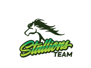 Abstract horse logo, silhouette, simple, line art