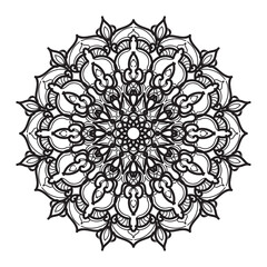 Indian Ornament black white card with mandala