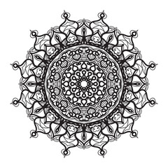 Indian Ornament black white card with mandala