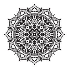 Indian Ornament black white card with mandala