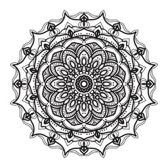 Indian Ornament black white card with mandala