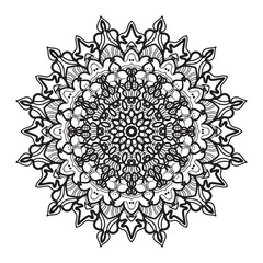 Indian Ornament black white card with mandala