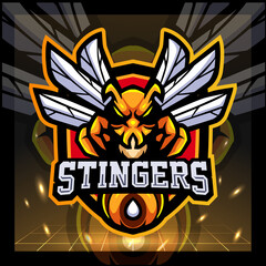 Stinger bee mascot. esport logo design