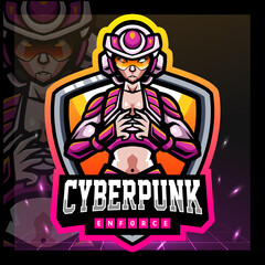 Cyberpunk mecha mascot. esport logo design