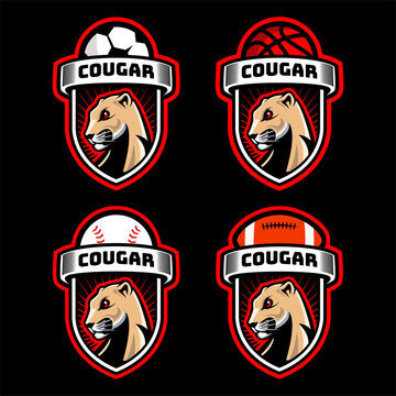 Cougar head sport badge logo collection