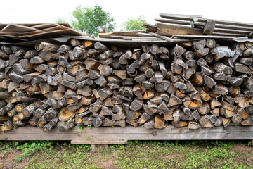 Split firewood stacked on top of each other