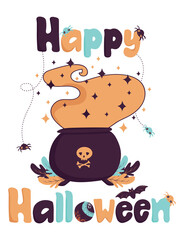 Fototapeta premium Happy Halloween vector illustration. Greeting card, stickers, posters design