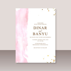 Wedding card template with abstract watercolor splash