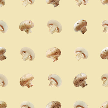 Champignon mushroom plant food macro photo seamless pattern texture background