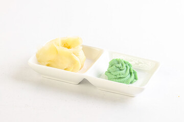 Ginger and wasabi in the bowl