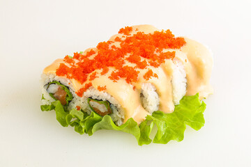 Japanese roll with salmon and prawn