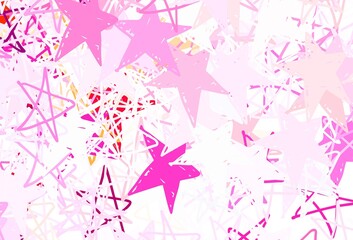 Light Purple, Pink vector texture with beautiful stars.