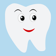 tooth, clean without damage, joyful with a smile, vector drawing