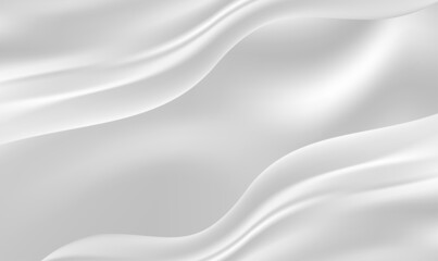 Abstract Background of silver and white silk. Created using Gradient Mesh. White Satin Silky Cloth Fabric Textile Drape with Crease Wavy Folds. White silk cloth fabric wave. Vector EPS10.