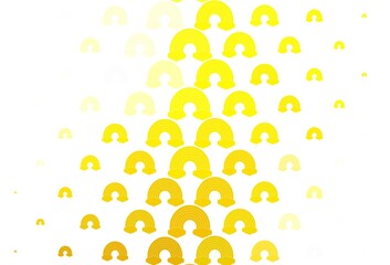 Light Yellow vector background with rainbow symbols.