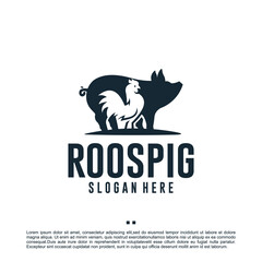 rooster and pig ,animal farm , logo design inspiration