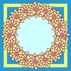 floral frame for text on a blue background