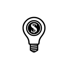 Light bulb with dollar symbol icon isolated on white background