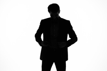 businessmen gun in the hands of the emotions silhouette isolated background