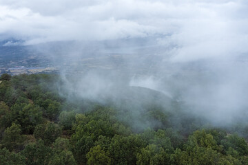 Cloudy landscape in the Valle del Ambroz. Extremadura. Spain.
