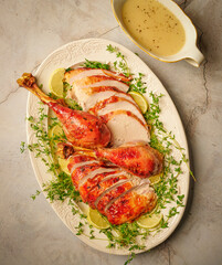 Roasted turkey with lemon gravy