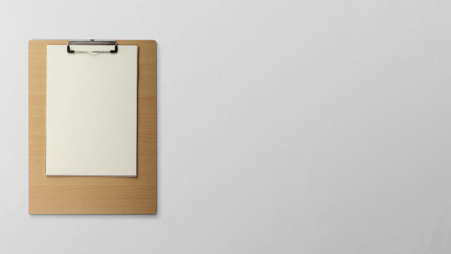 Clipboard on white background with copy space free image